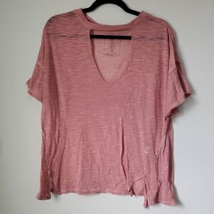 Free People faded rose V-neck boxy tee